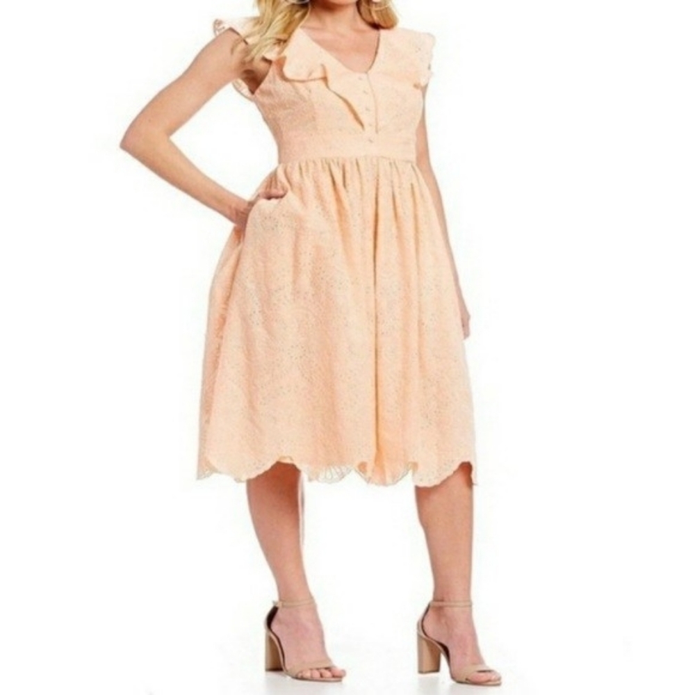 NWT Cremieux peach eyelet dress